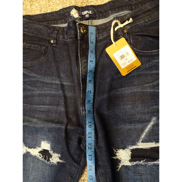 NWT Sz 40 Jeff Staple Workwear Dark Stone Wash Jeans 2111D6738 Distressed Holes - Picture 8 of 9